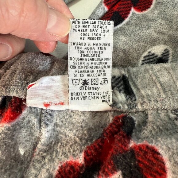 Disney Womens Gray Fleece Pajama Lounge Pants Plaid Mickey Mouse Pull On Medium - Picture 10 of 11